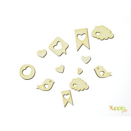 Abbellimenti in cartone vegetale Yuppla - Amore - S. Valentino