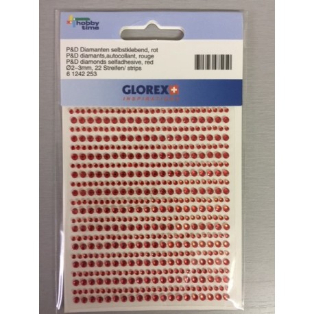 Strass Glorex 2-3mm Strisce - Rosso