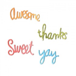 Fustella Sizzix Thinlits -Circle Words: Yay, Thanks, Sweet & Awesome 