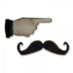 Fustelle Sizzix Movers & Shapers Magnetic Die Set 2PK - Mini Mustache & Pointed Finger
