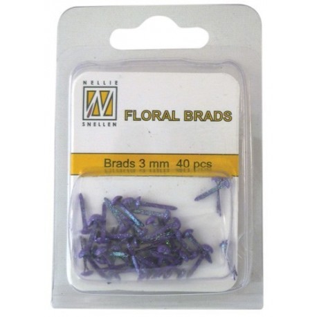 Mini Brads ferma campione Nellie Snellen - Floral glitter brads - purple