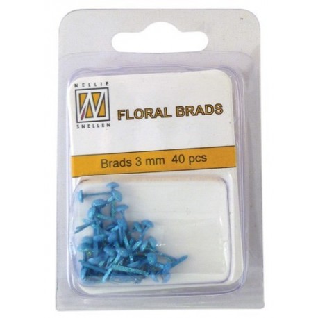 Mini Brads ferma campione Nellie Snellen - Floral glitter brads - blue