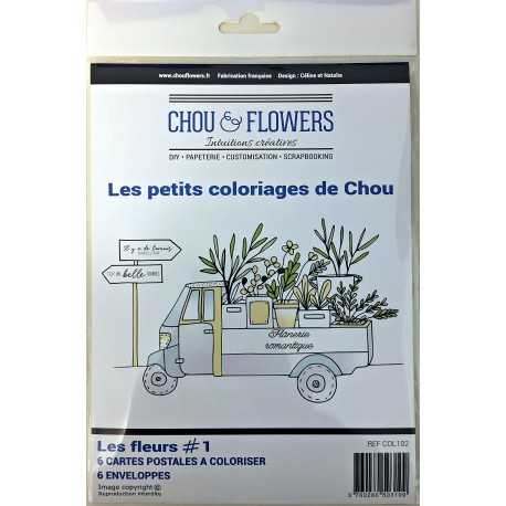 Set 6 Carte - Chou & Flowers - "LES PETIT COLORIAGES DE CHOU"