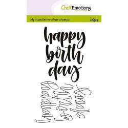 Timbro Clear CraftEmotions - handletter - happy birthday
