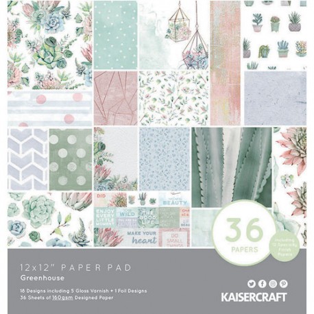 KaiserCraft - Paper Pad 12x12" -  Greenhouse