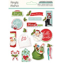 Simple Stories - Self-Adhesive Layered Stickers - Simple Vintage North Pole