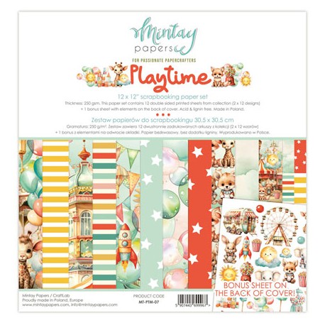 Mintay Papers -PLAYTIME -  COLLECTION -30x30 cm (12"x12") - MT-PTM-07