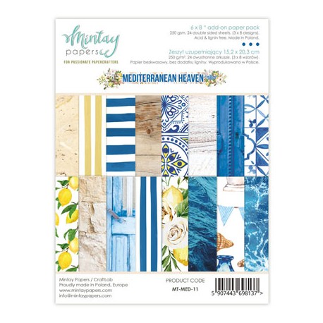 Mintay Papers -MEDITERRANEAN HEAVEN , Add-On Paper Pack (6"x8") - MT-MED-11