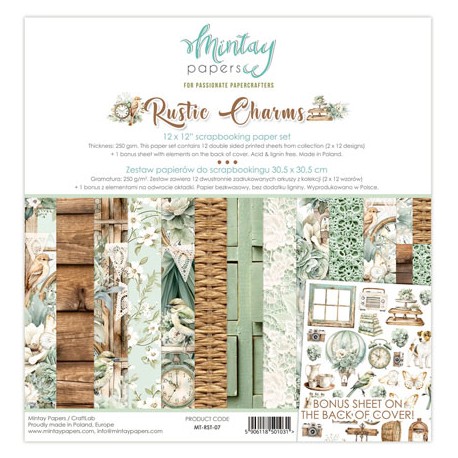 Mintay Papers -RUSTIC CHARMS - KIT CARTE -30x30 cm (12"x12") - MT-RST-07