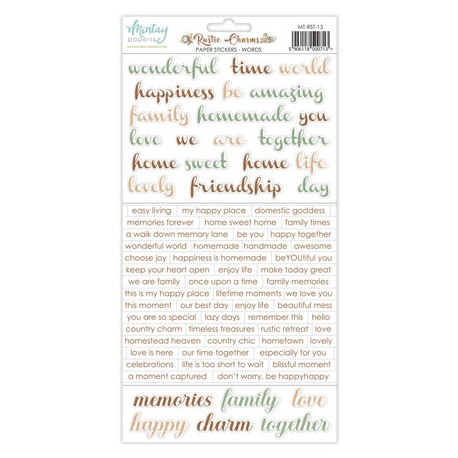 Mintay Papers - RUSTIC CHARMS - Paper Stickers - Words - MT-RST-13