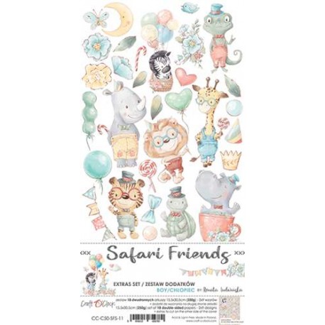 CRAFT O'CLOCK - PAD EXTRAS SET BOY 15X30 - SAFARI FRIENDS - CC-C50-SFS-11