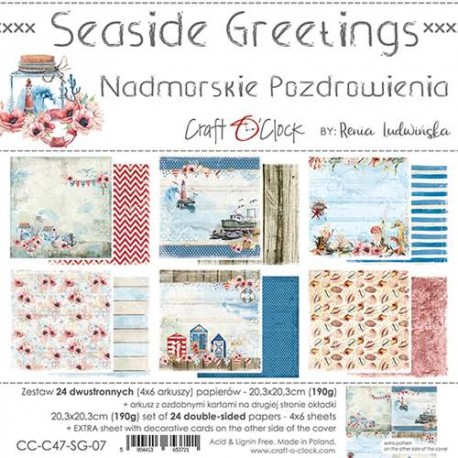 CRAFT O'CLOCK - PAD CARTE 20.3X20.3 - SEASIDE GREETINGS  - CC-C47-SG-07