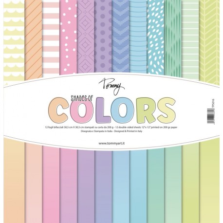 TOMMY- PAPER PACK - Shades of colors 12 fogli bifacciali - TPS016