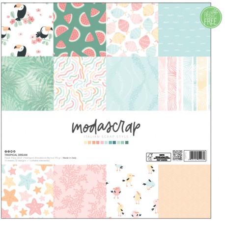 MODASCRAP - PAPER PACK - TROPICAL DREAM - 12" x 12" - TDPP12