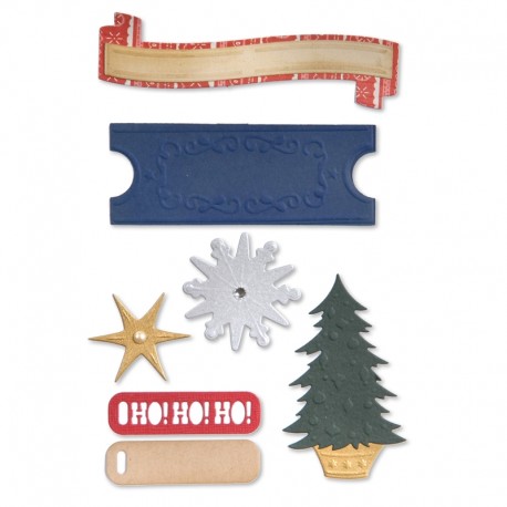 Fustella Sizzix Thinlits - Labels & Snowflakes