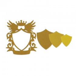 Fustella Sizzix Frame, Shield w/Crown & Wings